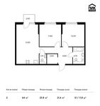 Планировка 2-комнатной квартиры, 64 м2