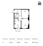 Планировка 2-комнатной квартиры, 53,5 м2
