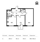 Планировка 2-комнатной квартиры, 64,6 м2