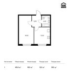 Планировка 1-комнатной квартиры, 40,4 м2