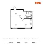 Планировка 1-комнатной квартиры, 46,6 м2