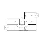 Планировка 4-комнатной квартиры, 107,5 м2