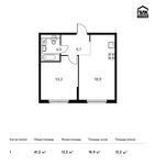 Планировка 1-комнатной квартиры, 41,2 м2