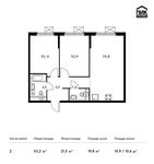 Планировка 2-комнатной квартиры, 53,2 м2
