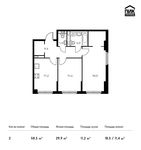 Планировка 2-комнатной квартиры, 58,5 м2