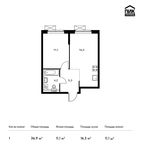Планировка 1-комнатной квартиры, 36,9 м2