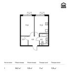 Планировка 1-комнатной квартиры, 34,2 м2