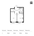 Планировка 1-комнатной квартиры, 35 м2