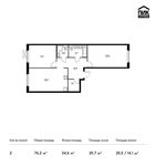 Планировка 2-комнатной квартиры, 76,2 м2
