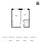 Планировка 1-комнатной квартиры, 36,2 м2