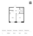 Планировка 1-комнатной квартиры, 37,8 м2