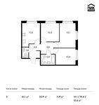Планировка 3-комнатной квартиры, 61,1 м2