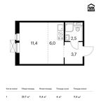 Планировка квартиры студии, 23,7 м2