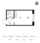 Планировка квартиры студии, 20 м2