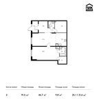 Планировка 2-комнатной квартиры, 91,5 м2
