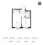 Планировка 1-комнатной квартиры, 38,8 м2