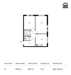 Планировка 2-комнатной квартиры, 53,3 м2