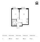Планировка 1-комнатной квартиры, 38,7 м2