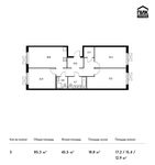 Планировка 3-комнатной квартиры, 85,3 м2