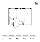 Планировка 2-комнатной квартиры, 53,4 м2
