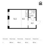 Планировка квартиры студии, 25,6 м2