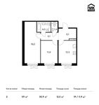 Планировка 2-комнатной квартиры, 59 м2