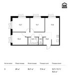 Планировка 3-комнатной квартиры, 69 м2