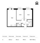 Планировка 2-комнатной квартиры, 53,4 м2
