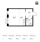 Планировка квартиры студии, 25,6 м2