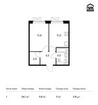 Планировка 1-комнатной квартиры, 34,1 м2