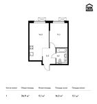 Планировка 1-комнатной квартиры, 36,9 м2