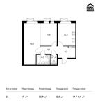 Планировка 2-комнатной квартиры, 59 м2