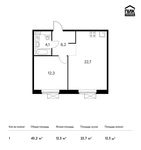 Планировка 1-комнатной квартиры, 45,2 м2