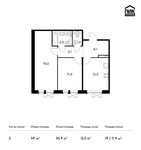 Планировка 2-комнатной квартиры, 59 м2