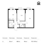 Планировка 2-комнатной квартиры, 51,6 м2