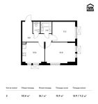 Планировка 2-комнатной квартиры, 50,4 м2