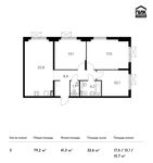 Планировка 3-комнатной квартиры, 79,2 м2