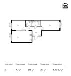 Планировка 2-комнатной квартиры, 71,1 м2