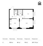 Планировка 2-комнатной квартиры, 50,4 м2