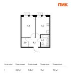 Планировка 1-комнатной квартиры, 34,1 м2