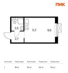 Планировка квартиры студии, 20 м2