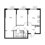 Планировка 2-комнатной квартиры, 59,2 м2