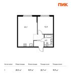 Планировка 1-комнатной квартиры, 43,3 м2