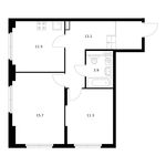 Планировка 2-комнатной квартиры, 55,5 м2