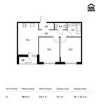 Планировка 2-комнатной квартиры, 58,3 м2