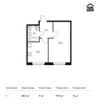 Планировка 1-комнатной квартиры, 40,5 м2