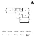 Планировка 3-комнатной квартиры, 87,7 м2