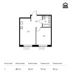 Планировка 1-комнатной квартиры, 40 м2