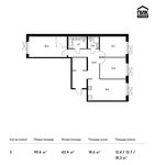 Планировка 3-комнатной квартиры, 90,6 м2