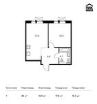 Планировка 1-комнатной квартиры, 42 м2